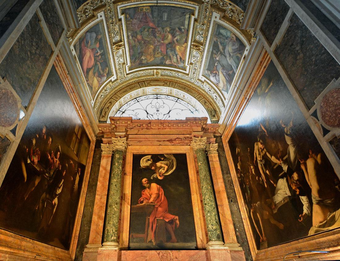 Left to right: The Calling, The Inspiration, and The Martyrdom of Saint Matthew, Contarelli Chapel
