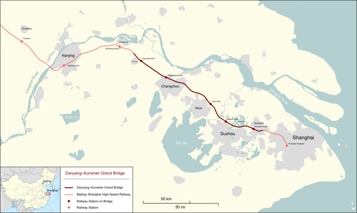 Map of Danyang-Kunshan Grand Bridge Map of Danyang-Kunshan Grand Bridge