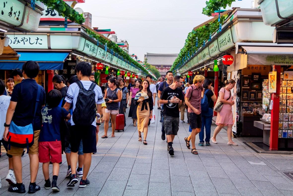 Visitors in the Asakusa district of Tokyo