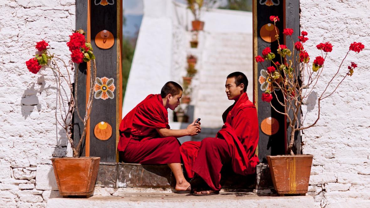 Monks in Punakha, Bhutan