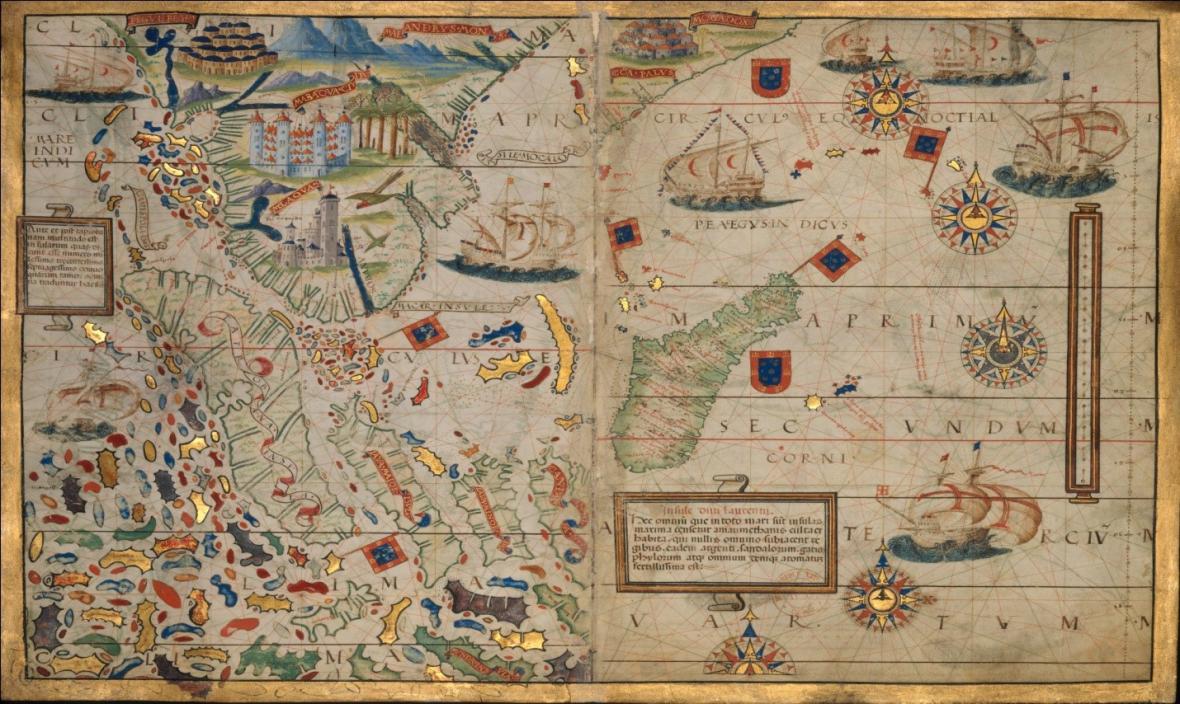 Seychelles islands in an ancient Portuguese map of 1502