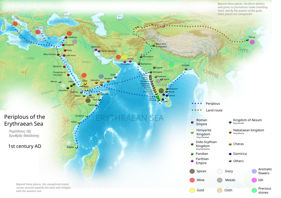 Roman trade with India according to the Periplus of the Erythraean Sea, 1st century AD Roman trade with India according to the Periplus of the Erythraean Sea, 1st century AD