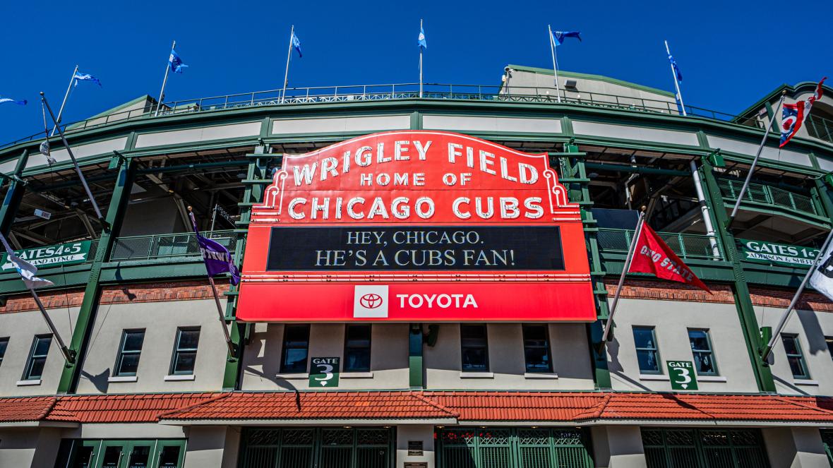 The marquee at Wrigley Field declared that the new pope was a Cubs fan after his election on Thursday The marquee at Wrigley Field declared that the new pope was a Cubs fan after his election on Thursday