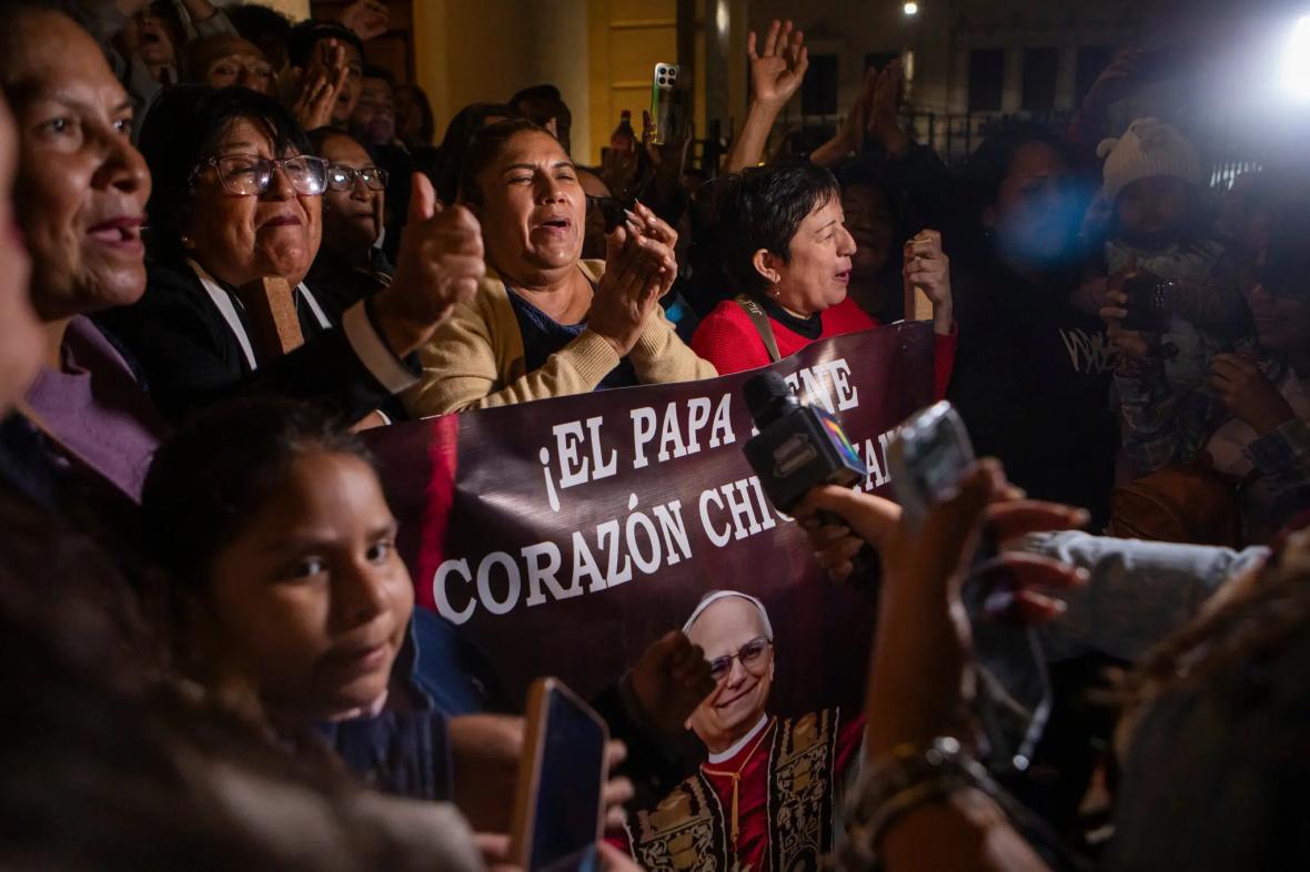 Peruvians in the city of Chiclayo celebrate Robert Prevost’s election as pope on Thursday Peruvians in the city of Chiclayo celebrate Robert Prevost’s election as pope on Thursday