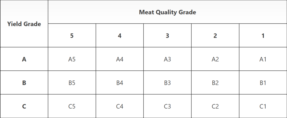 Wagyu Grades in Japan
