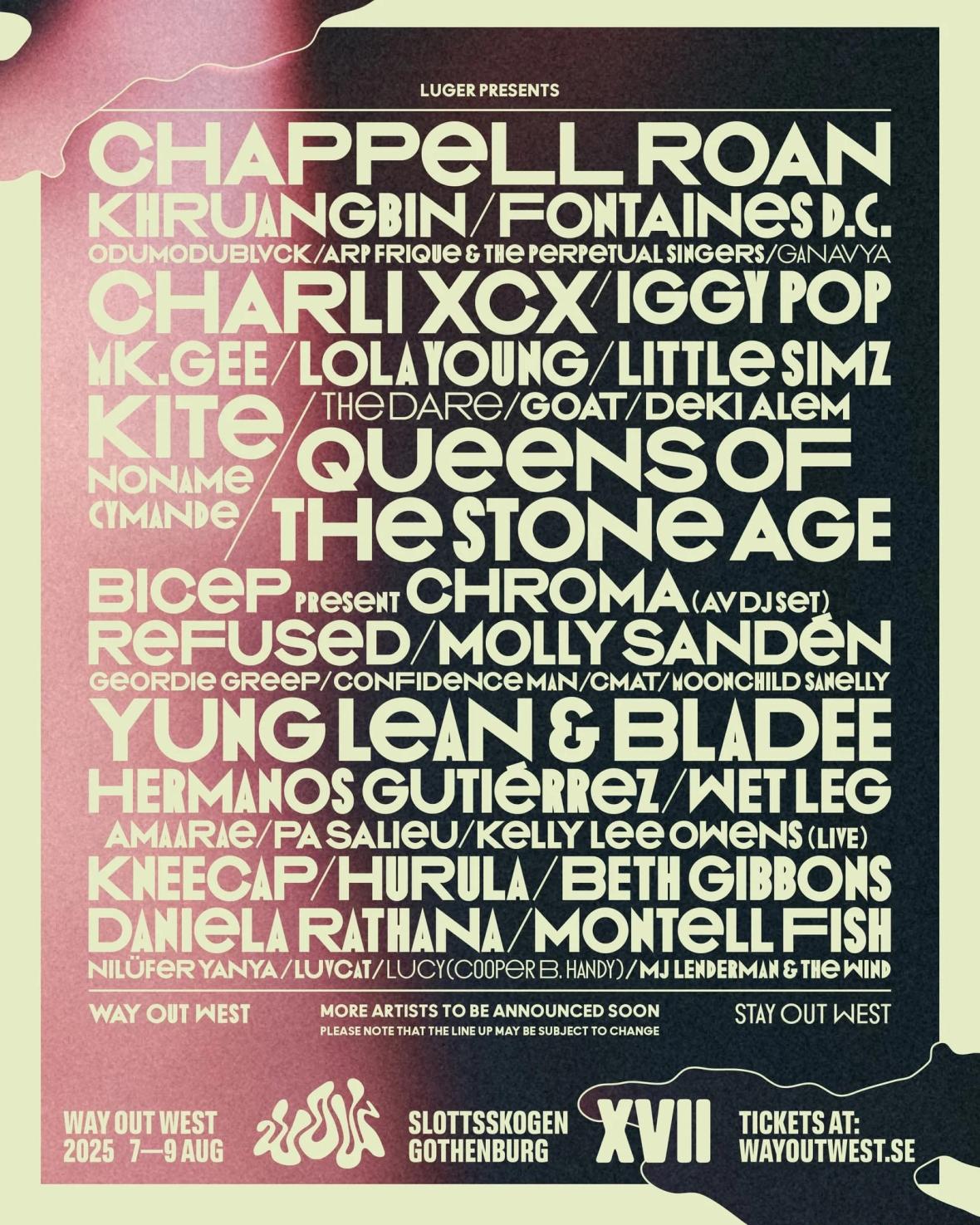 Way Out West 2025 Lineup Poster Way Out West 2025 Lineup Poster