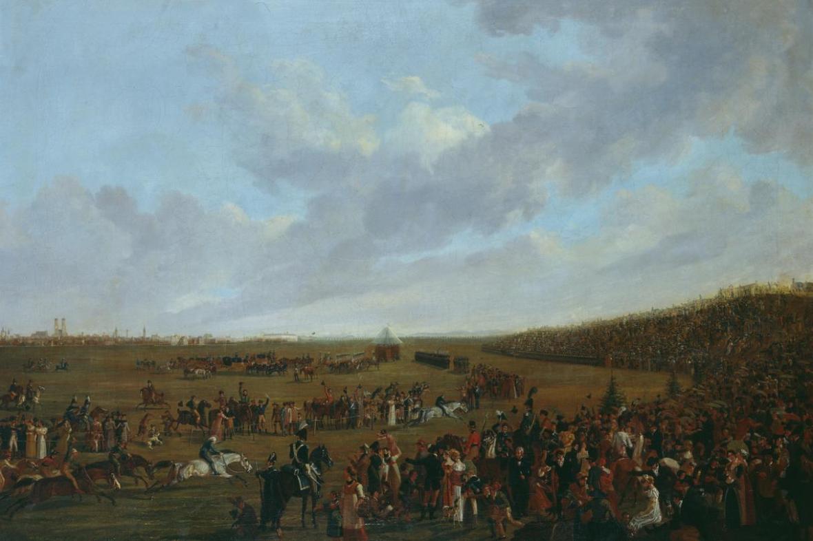 Painting of the horse race at the Oktoberfest in 1810 Painting of the horse race at the Oktoberfest in 1810