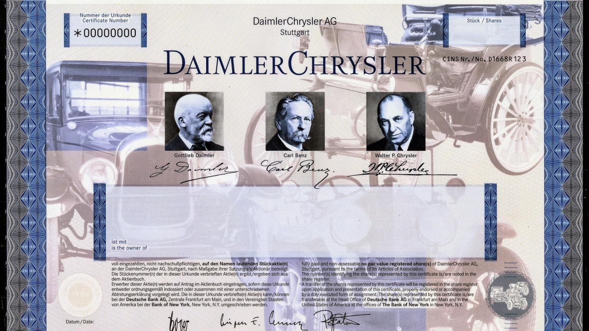 گواهی سهام دایملرکرایسلر در سال 1998